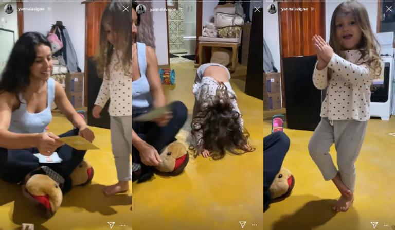 Yanna Lavigne compartilha vídeos de Madalena fazendo yoga