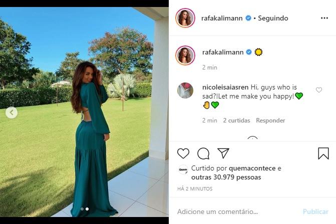 Rafa Kalimann arranca elogios em cliques com vestido longo