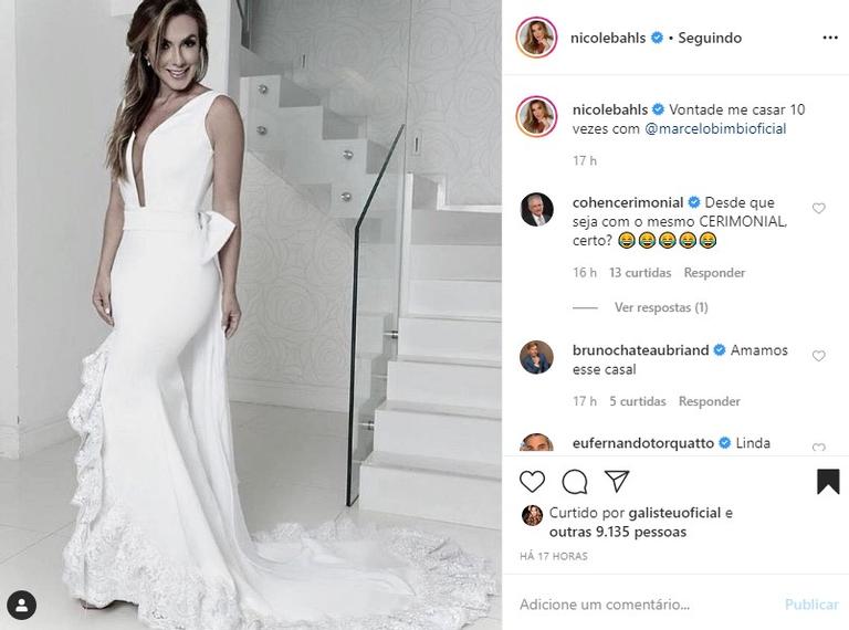 Nicole Bahls vestida de noiva