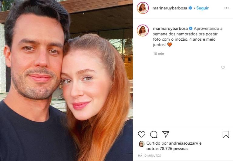 Marina Ruy Barbosa celebra 4 anos e meio com Alexandre Negrão