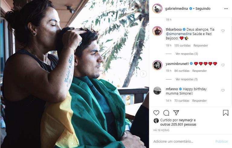 Gabriel Medina faz linda homenagem de aniversário para mãe 