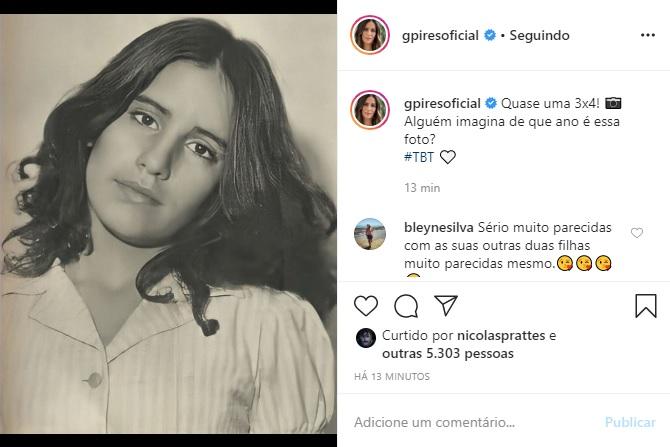 Glória Pires relembra foto antiga e arranca elogios na web