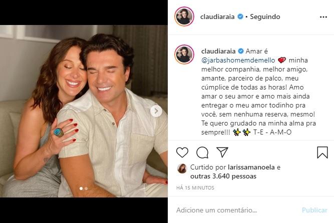 Claudia Raia se derrete por Jarbas Homem de Mello