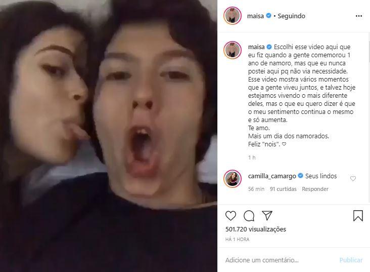 Maísa demonstra todo o seu amor pela namorado nas redes