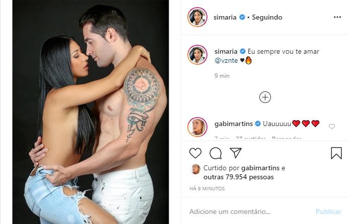 No Dia dos Namorados, Simaria posta foto picante com marido