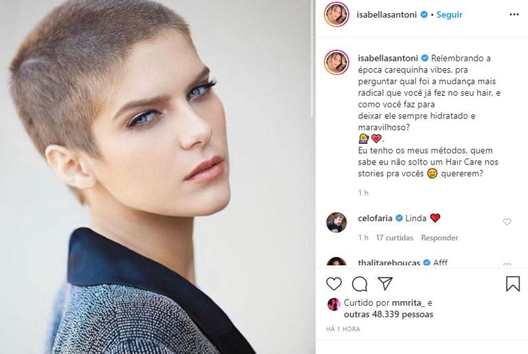 Isabella Santoni relembra época em que esteve careca