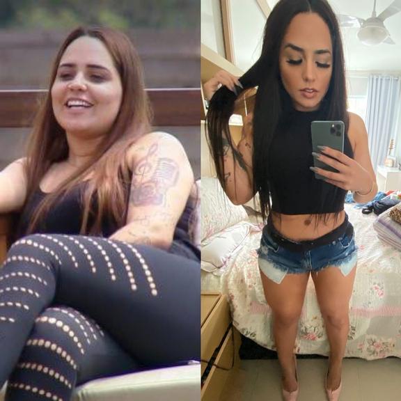 Perlla mostra antes e depois do corpo