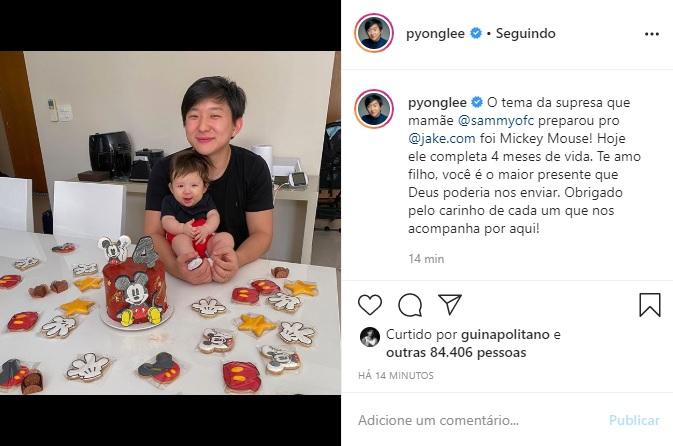 Pyong Lee se derrete por Jake no mesversário do filho