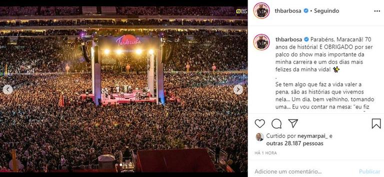 Thiaguinho relembra show no Maracanã