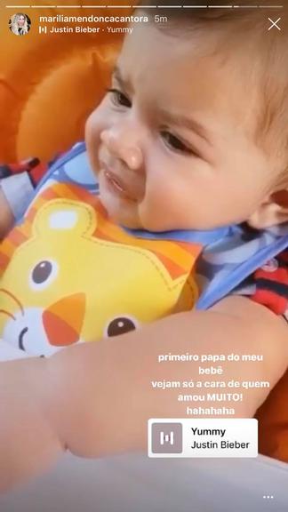 Marília Mendonça registra o filho comendo papinha e encanta