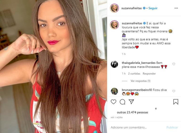 Suzanna Freitas muda o visual e surge morena