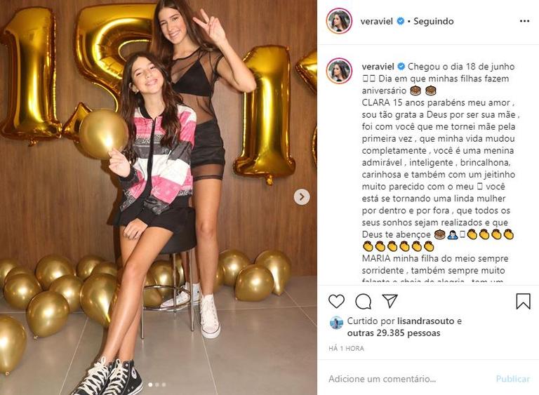 Vera Viel celebra aniversário das filhas com linda homenagem