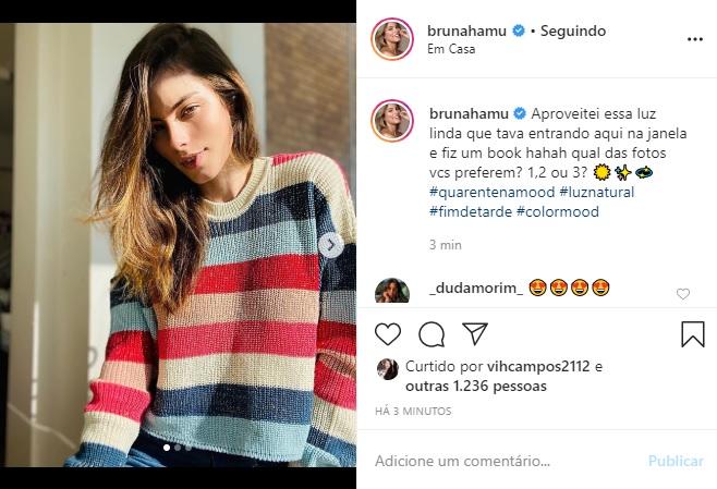 Bruna Hamu faz book de fotos na quarentena e é elogiada