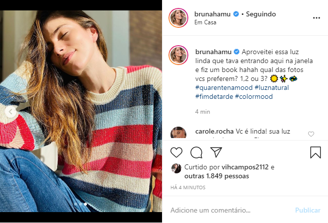 Bruna Hamu faz book de fotos na quarentena e é elogiada