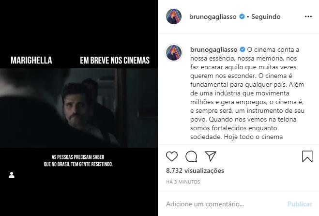 Bruno Gagliasso fala sobre situação do cinema brasileiro