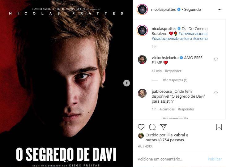 Nicollas Prattes celebra Dia do Cinema Brasileiro relembrando seus filmes 