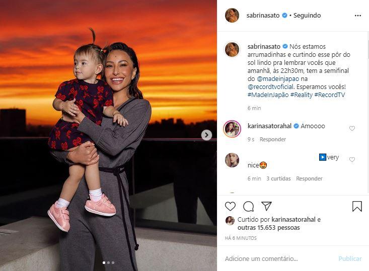 Sabrina Sato surge belíssima em clique no pôr do sol com Zoe