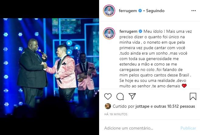 Ferrugem faz declaração de aniversário para Péricles