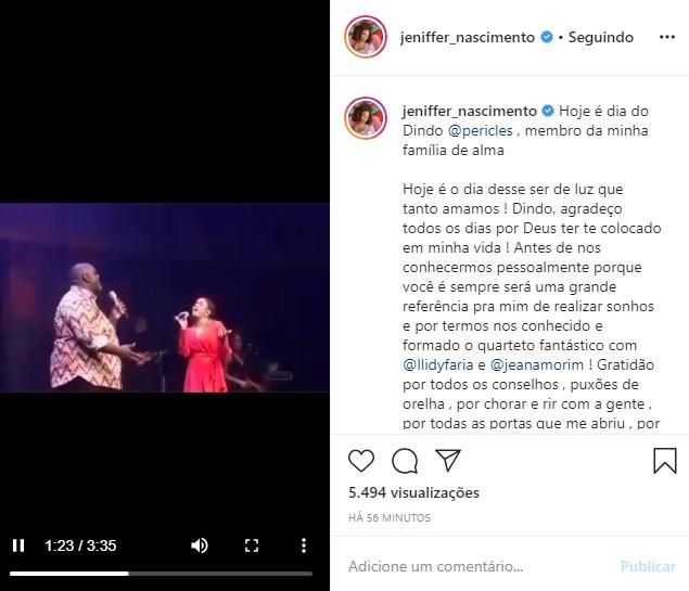 Jeniffer Nascimento se declara no aniversário de Péricles 