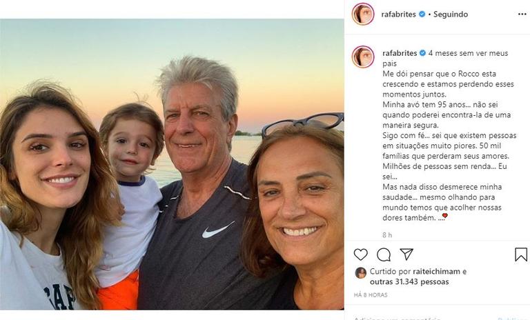 Rafa Brites fala sobre quarentena longe da família