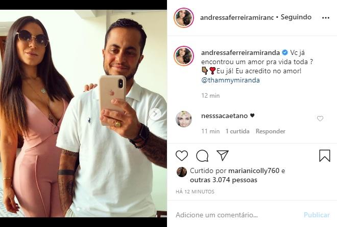 Andressa Ferreira usa as redes para se declarar para Thammy