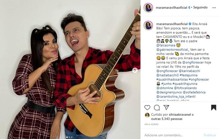 Mara Maravilha e Gabriel Torres em clima junino