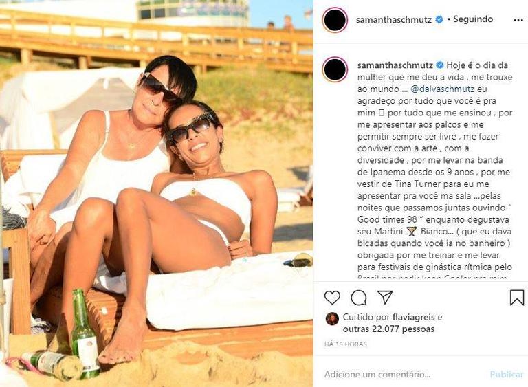 Samatha Schmütz posta foto com a mãe e presta homenagem