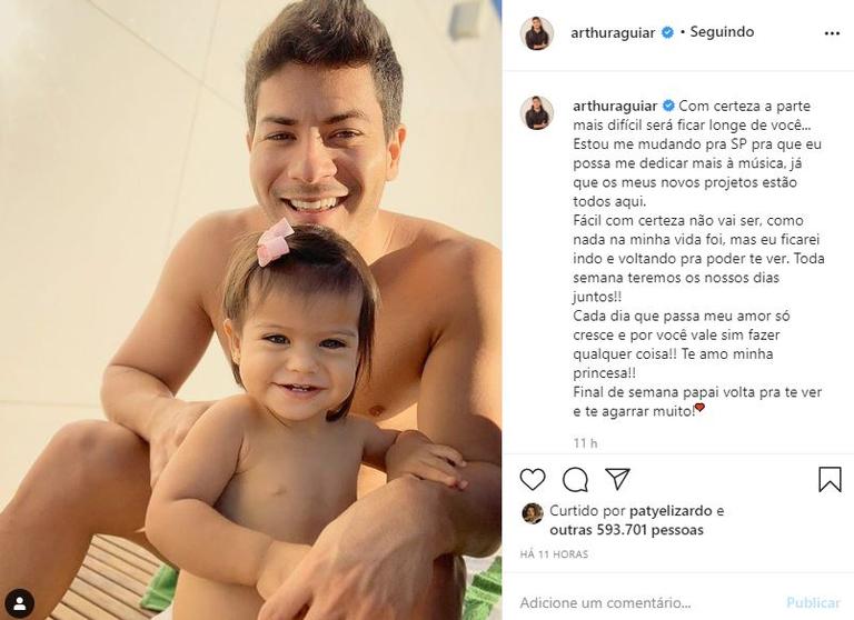 Ao lado da filha, Arthur Aguiar fala sobre se mudar