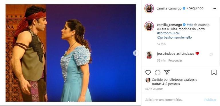 Camilla Camargo relembra época que atuou em Zorro no teatro