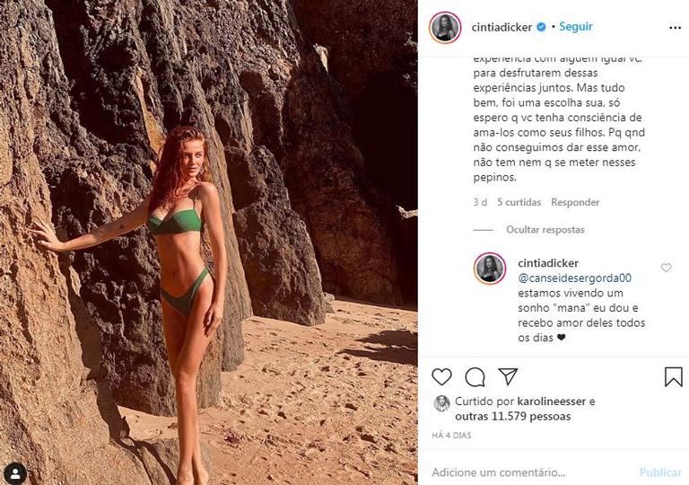 Cintia Dicker rebate seguidor sobre casamento com Pedro Scooby 