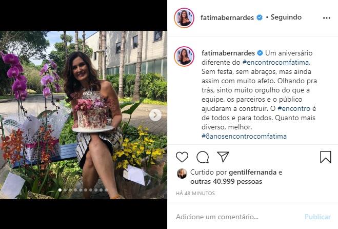 Fátima Bernardes comemora o oitavo ano do Encontro