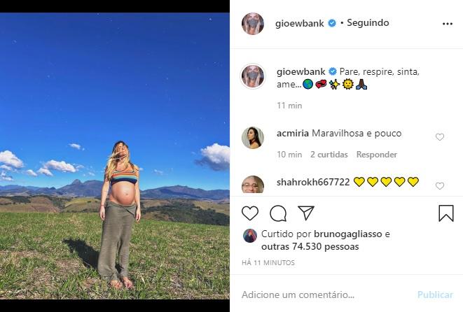 Giovanna Ewbank mostra o barrigão no final da gestação