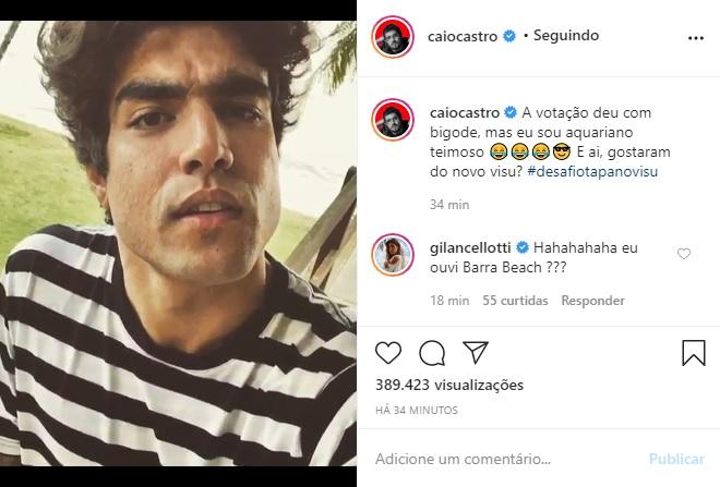 Caio Castro aparece sem barba e bigode e arranca elogios