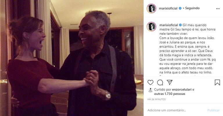 Mariana Ximenes homenageia Gilberto Gil em seu aniversário