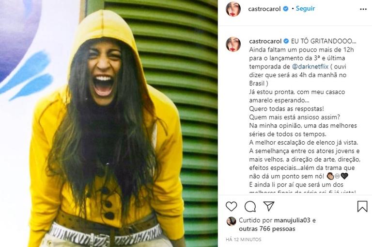 Carol Castro revela ansiedade para nova temporada de Dark