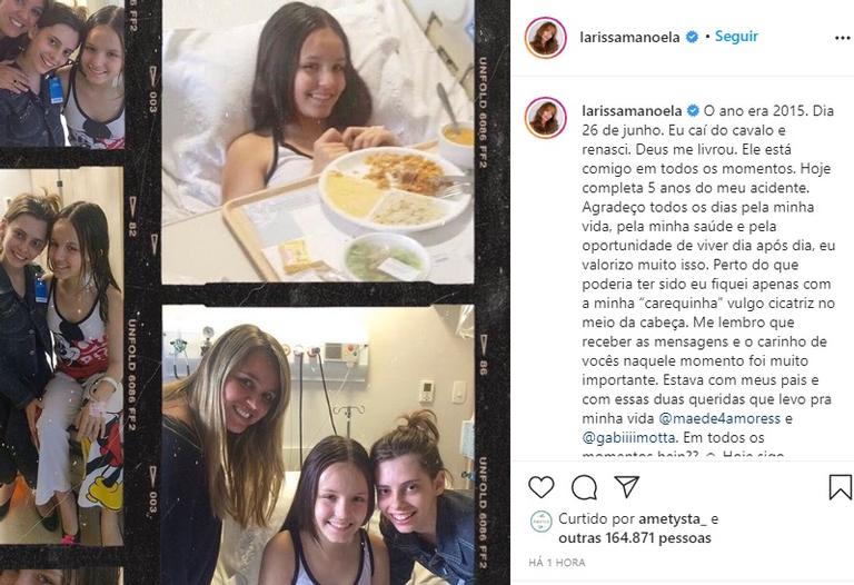 Larissa Manoela relembra acidente com cavalo