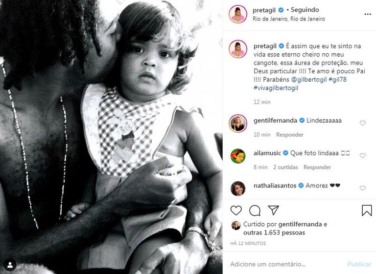 Preta Gil presta linda homenagem ao pai em seu aniversário