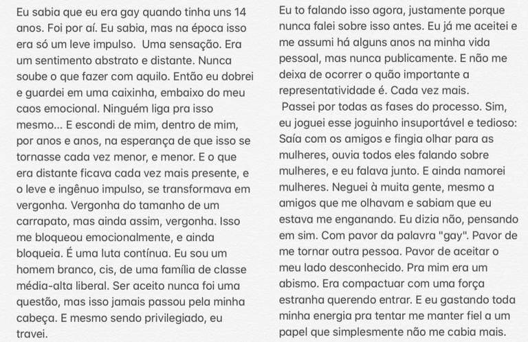 João Côrtes assume ser gay e emociona com desabafo