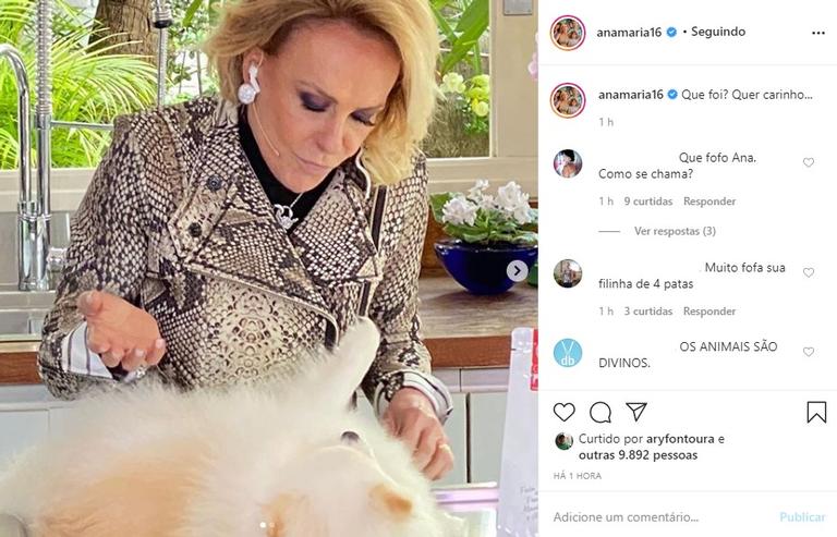 Ana Maria Braga com sua cachorrinha