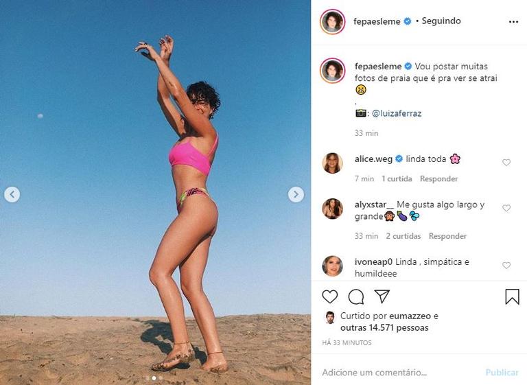 ''Fotos de praia pra ver se atrai'', diz Fernanda Paes Leme 