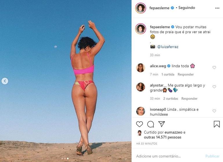 ''Fotos de praia pra ver se atrai'', diz Fernanda Paes Leme 