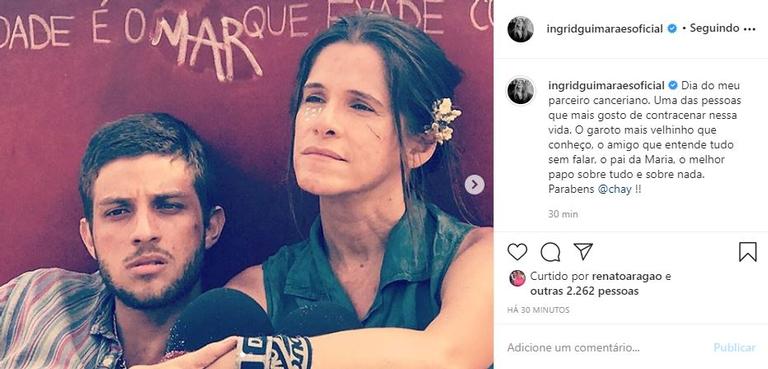 Ingrid Guimarães parabeniza o amigo e ator, Chay