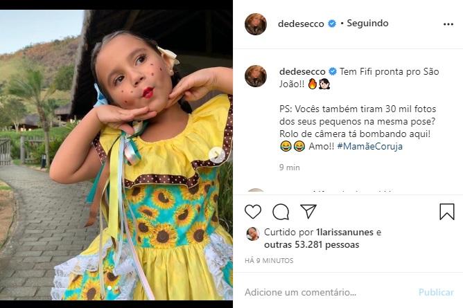 Deborah Secco mostra a filha preparada para o São João