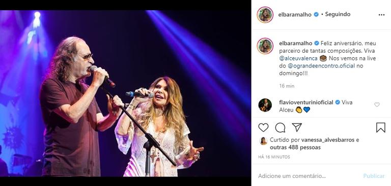 Elba Ramalho faz declaração no aniversário de Alceu Valença