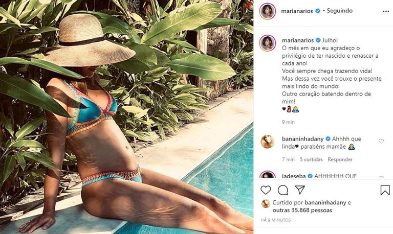 Exibindo a barriguinha, Mariana Rios anuncia gravidez