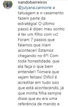 Pai de Duda Reis fala sobre casamento da filha com Nego do Borel