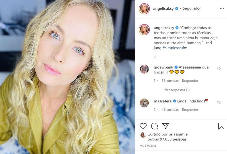 Angélica posta selfie e ganha elogios dos seguidores 