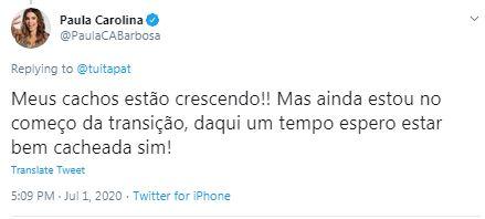 Ex-BBB Paula Amorim fala sobre transição capilar