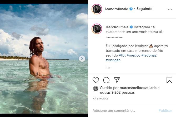 Leandro Lima faz brincadeira com o clima de TBT das redes