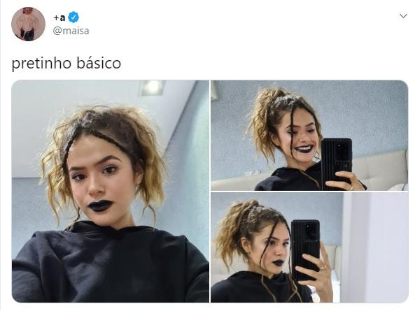 Maisa arranca elogios com fotos usando batom preto